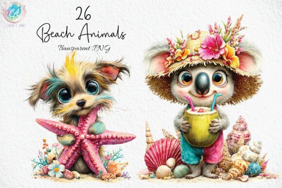 Download Whimsical Summer Beach Animals Clipart - Animal Collection