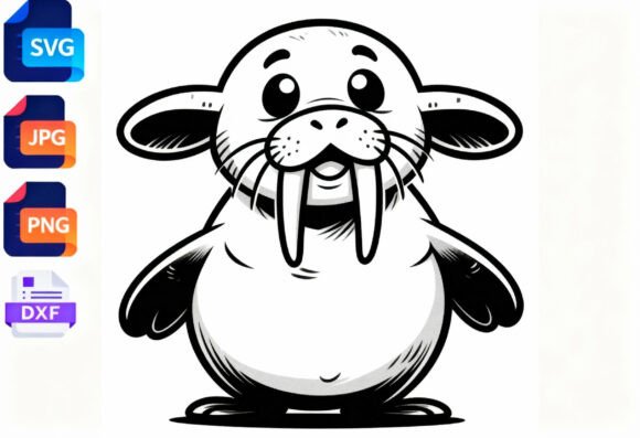 Download Cute Walrus Cartoon Animal SVG DXF PNG - Animal Collection