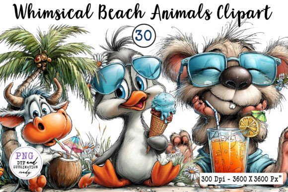 Download Whimsical Beach Animals Clipart - Animal Collection