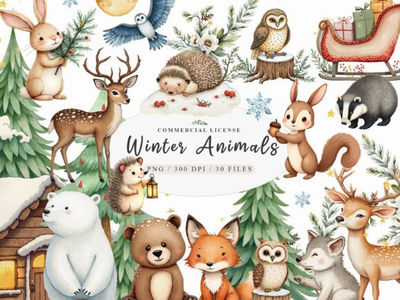 Download Rustic Winter Animal Clipart Bundle - Premium Bundle