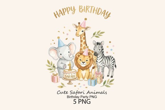 Download Cute Safari Animals Birthday Party PNG - Animal Collection