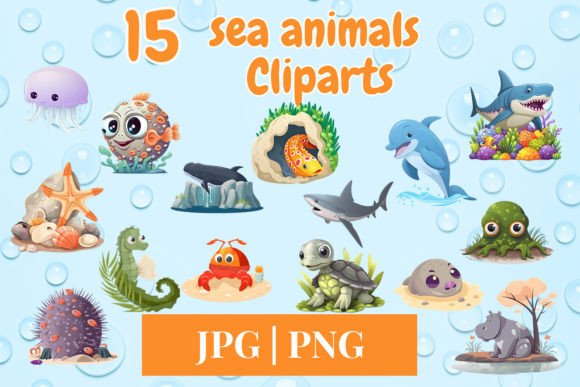 Download Sea Animal Clipart Set 640 - Animal Collection