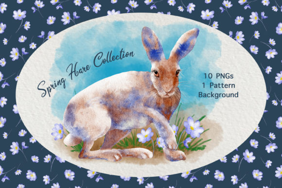Download Watercolor Spring Hare Clip Art Set - Watercolor Collection