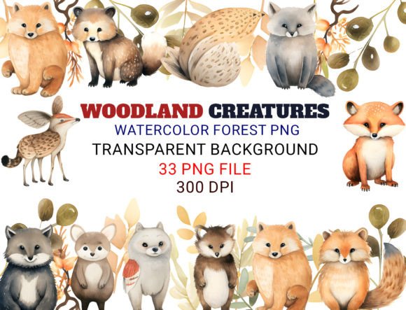 Download Woodland Creatures Watercolor Forest PNG - Watercolor Collection