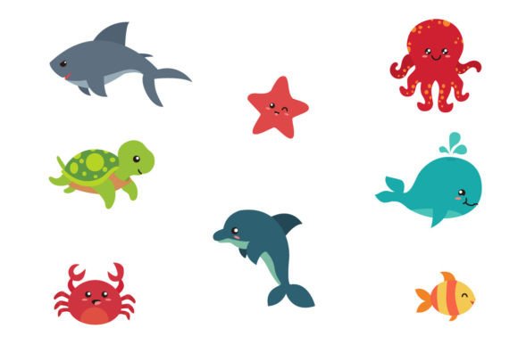 Download Set of Cute Sea Animals. - Animal Collection