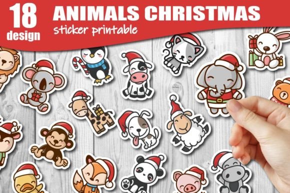 Download Animals Christmas Printable Sticker - Animal Collection
