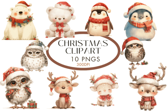 Download Santa Hat Christmas Animals Clipart - Animal Collection