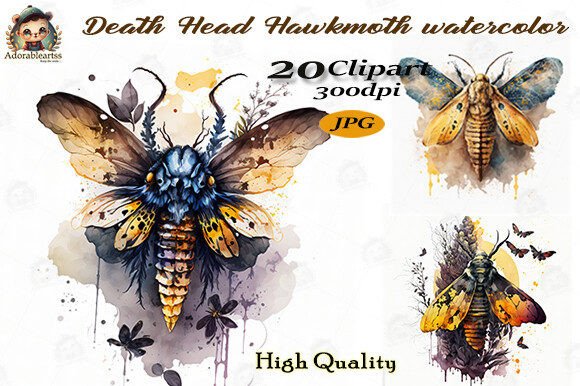 Download Death Head Hawkmoth Watercolor Clipart - Watercolor Collection