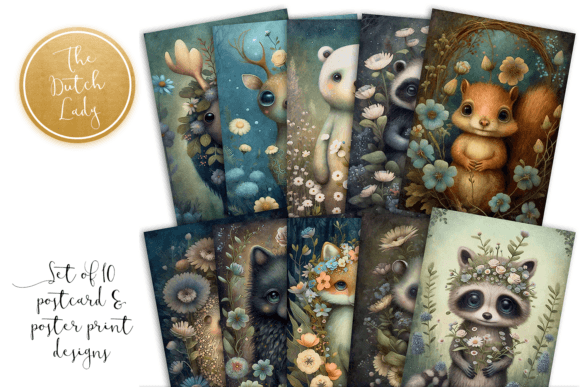 Download Cute Forest Animals Postcard Print Set 1 - Animal Collection