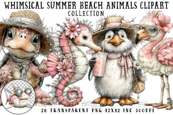 Download Whimsical Summer Beach Animals Clipart - Animal Collection
