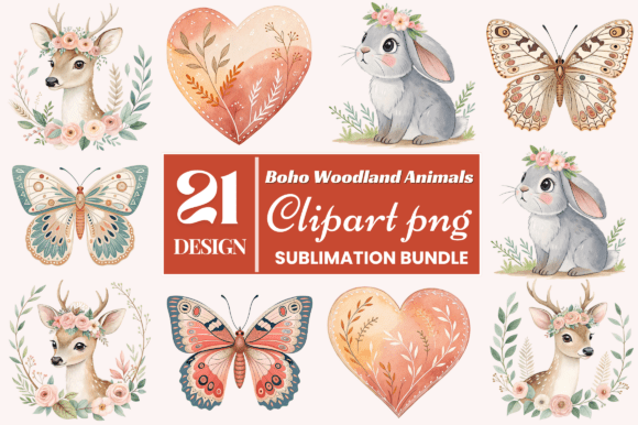 Download Boho Woodland Animals Clipart PNG Bundle - Animal Collection