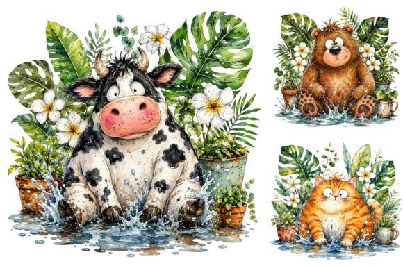 Download Funny Splashing Animal Clipart Bundle - Premium Resources