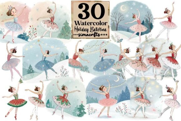 Download Watercolor Holiday Ballerina PNG Clipart - Watercolor Collection