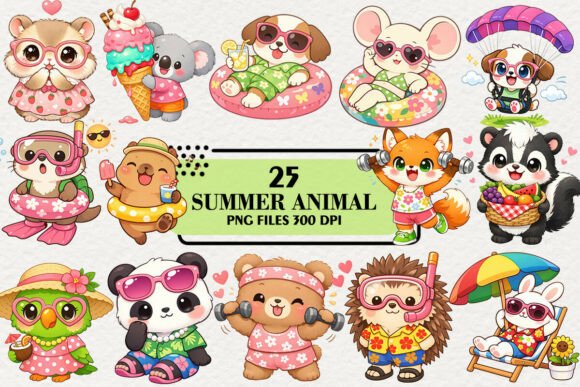 Download Kawaii &amp; Funny Summer Animal Clipart - Animal Collection