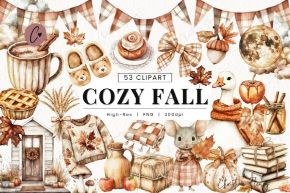 Download Watercolor Cozy Fall Clipart Bundle - Watercolor Collection