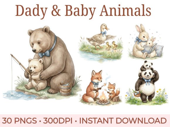 Download Father’s Day Daddy and Baby Animal - Animal Collection
