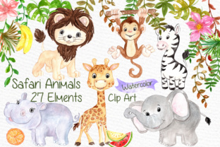 Download Watercolor Safari Animals Clipart Kids Jungle Animals Clipart - Watercolor Collection