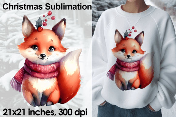 Download Watercolor Christmas Fox Sublimation PNG - Watercolor Collection